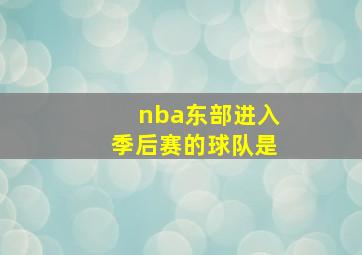 nba东部进入季后赛的球队是