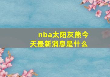 nba太阳灰熊今天最新消息是什么