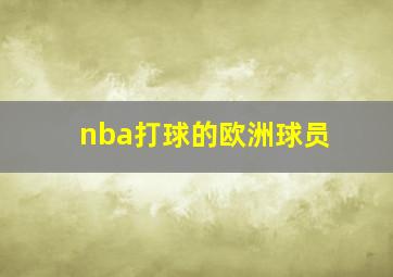 nba打球的欧洲球员