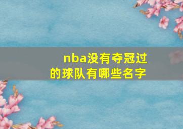 nba没有夺冠过的球队有哪些名字