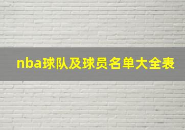 nba球队及球员名单大全表