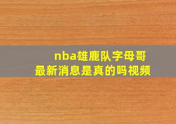 nba雄鹿队字母哥最新消息是真的吗视频