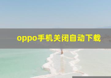 oppo手机关闭自动下载