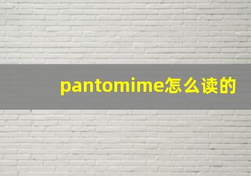 pantomime怎么读的