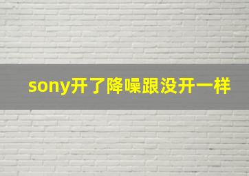 sony开了降噪跟没开一样