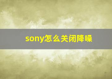 sony怎么关闭降噪