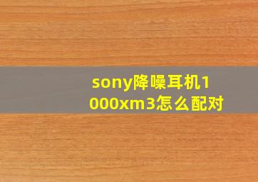 sony降噪耳机1000xm3怎么配对