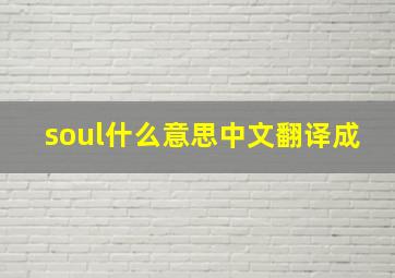 soul什么意思中文翻译成