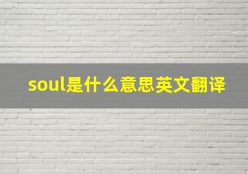 soul是什么意思英文翻译