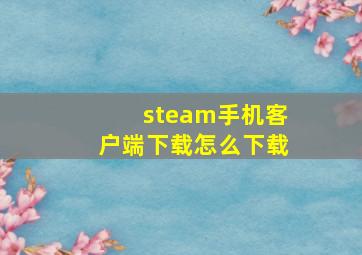 steam手机客户端下载怎么下载