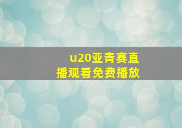 u20亚青赛直播观看免费播放