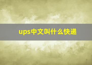 ups中文叫什么快递