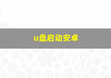 u盘启动安卓