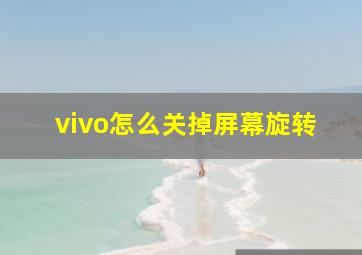 vivo怎么关掉屏幕旋转