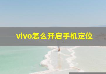 vivo怎么开启手机定位