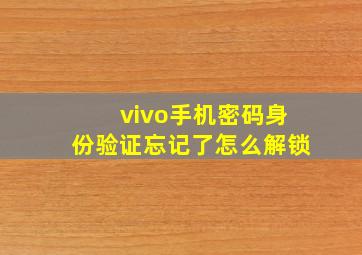 vivo手机密码身份验证忘记了怎么解锁