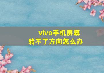 vivo手机屏幕转不了方向怎么办