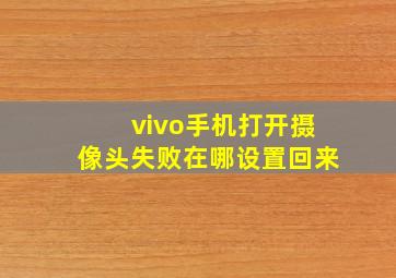 vivo手机打开摄像头失败在哪设置回来