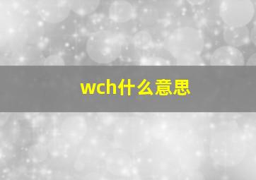 wch什么意思