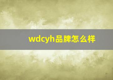 wdcyh品牌怎么样