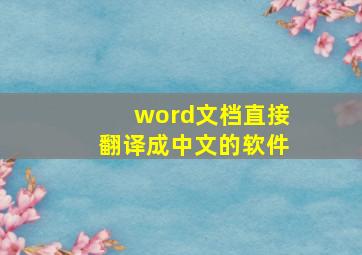 word文档直接翻译成中文的软件