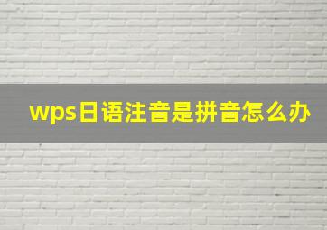 wps日语注音是拼音怎么办