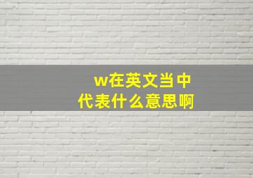 w在英文当中代表什么意思啊