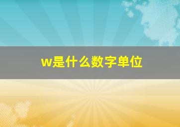 w是什么数字单位