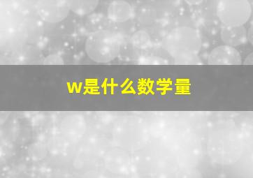 w是什么数学量