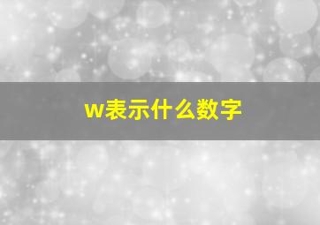 w表示什么数字