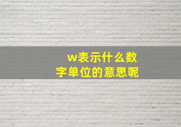 w表示什么数字单位的意思呢