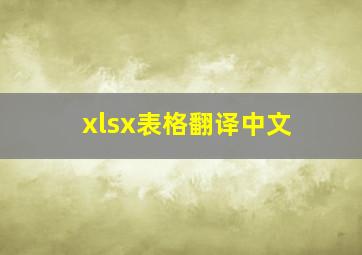 xlsx表格翻译中文