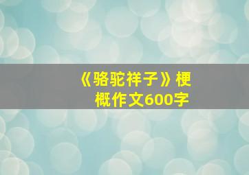 《骆驼祥子》梗概作文600字