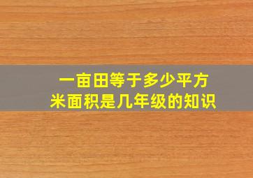 一亩田等于多少平方米面积是几年级的知识