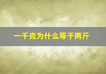 一千克为什么等于两斤