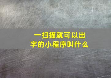 一扫描就可以出字的小程序叫什么