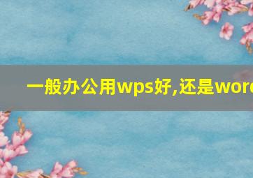 一般办公用wps好,还是word