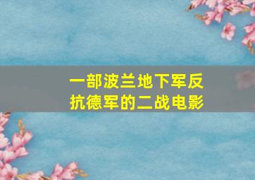 一部波兰地下军反抗德军的二战电影