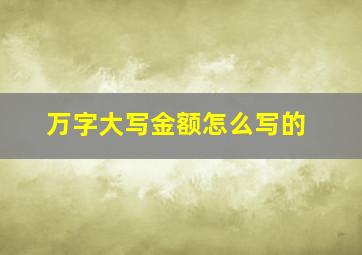 万字大写金额怎么写的