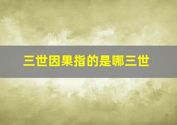 三世因果指的是哪三世