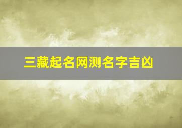 三藏起名网测名字吉凶