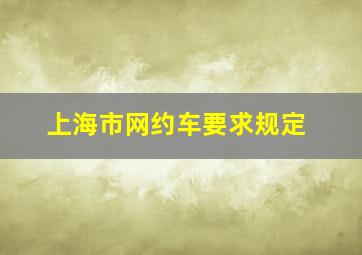 上海市网约车要求规定