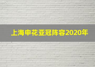 上海申花亚冠阵容2020年