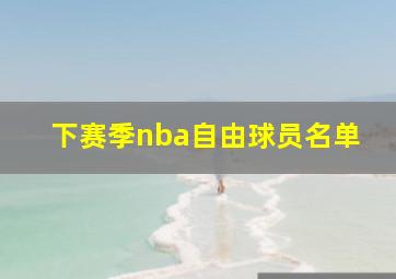 下赛季nba自由球员名单