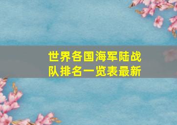 世界各国海军陆战队排名一览表最新