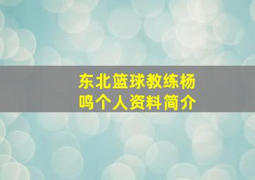 东北篮球教练杨鸣个人资料简介