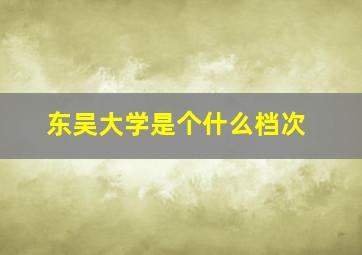 东吴大学是个什么档次