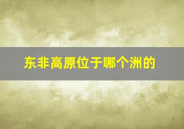 东非高原位于哪个洲的