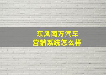 东风南方汽车营销系统怎么样