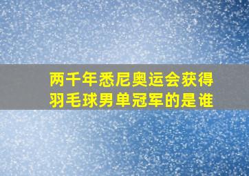 两千年悉尼奥运会获得羽毛球男单冠军的是谁